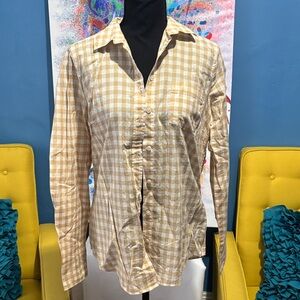 J. Crew woman’s Tan Checkered Button Down Shirt size medium